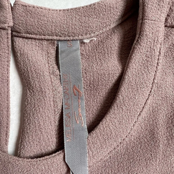 Melissa McCarthy Seven7 Brown Nude top Blouse Short sleeve - Picture 7 of 8